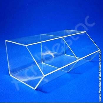 Baleiro de acrilico cristal duplo15x33x20cm caixa expositora em grau, sem tampa  