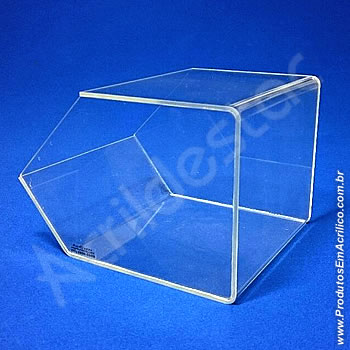 Baleiro de acrilico cristal indiv 15x16x20cm caixa expositora em grau, sem tampa