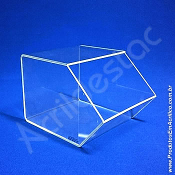 Baleiro de acrilico cristal indiv 15x18x22cm caixa expositora em grau, sem tampa  