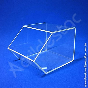 Baleiro de acrilico cristal indiv 15x18x22cm caixa expositora em grau, sem tampa  