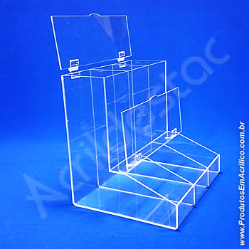 Baleiro de acrilico cristal triplo 30cm Alt  