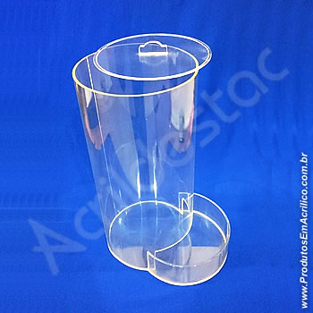 Baleiro de acrilico cristal Tubo 30cm alt x 15cm Ø com tampa