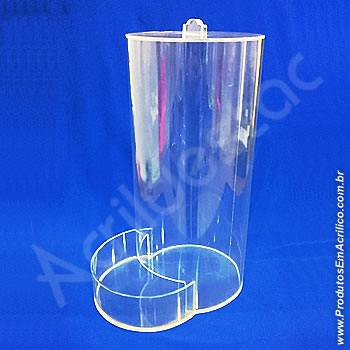 Baleiro de acrilico cristal Tubo 30cm alt x 15cm Ø com tampa 