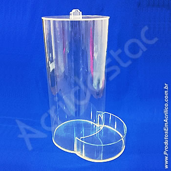 Baleiro de acrilico cristal Tubo 30cm alt x 15cm Ø com tampa 