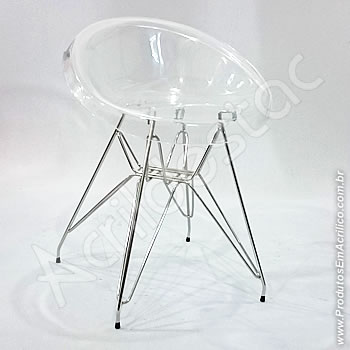 Banqueta de acrílico Confort 49cm Alt Cromada