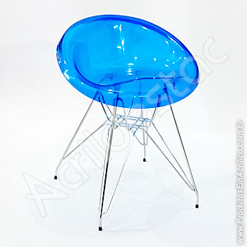 Banqueta de acrílico Confort 49cm Alt Cromada 