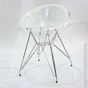 Banqueta de acrílico Confort 49cm Alt Cromada 