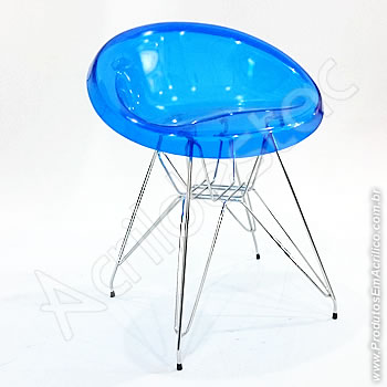 Banqueta de acrílico Confort 49cm Alt Inox