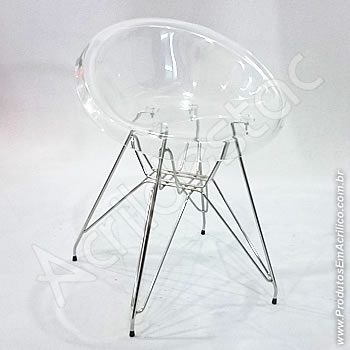 Banqueta de acrílico Confort 49cm Alt Inox