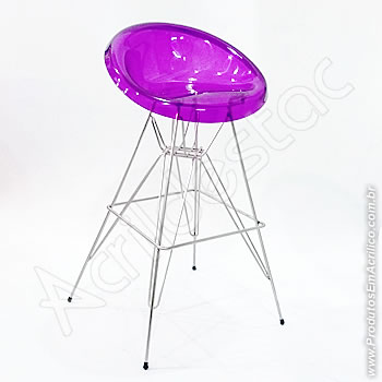 Banqueta de acrílico Confort 75cm Alt Cromada