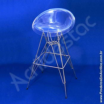 Banqueta de acrílico Confort 75cm Alt Cromada 