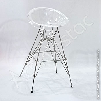 Banqueta de acrílico Confort 75cm Alt Cromada 