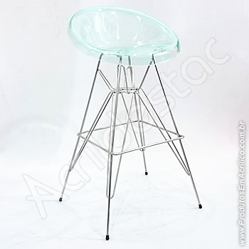 Banqueta de acrílico Confort 75cm Alt Cromada 