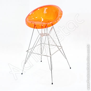 Banqueta de acrílico Confort 75cm Alt Cromada 