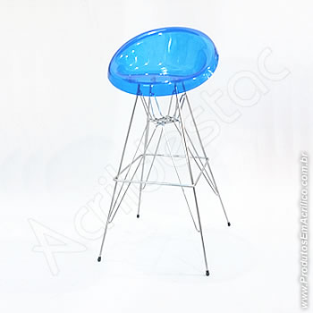 Banqueta de acrílico Confort 75cm Alt Cromada 