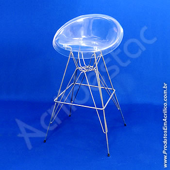Banqueta de acrílico Confort 75cm Alt Inox 
