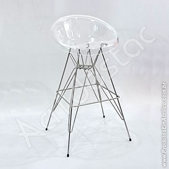 Banqueta de acrílico Confort 75cm Alt Inox 