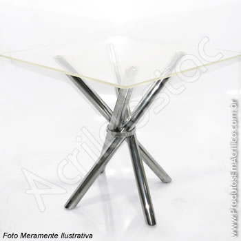 BASE DE MESA TUBULAR CROMADA COM 4 PÉS - DOBRÁVEL 