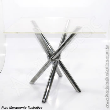 BASE DE MESA TUBULAR CROMADA COM 4 PÉS - DOBRÁVEL 