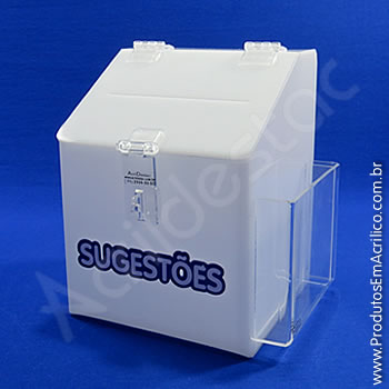 Caixa de Sugestões Branca  20 cm Altura