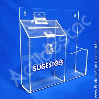 Caixa de Sugestões Cristal 24,5 x 24,5 cm