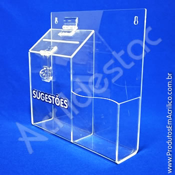 Caixa de Sugestões Cristal 24,5 x 24,5 cm