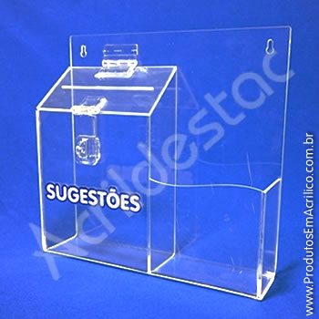 Caixa de Sugestões Cristal 24,5 x 24,5 cm