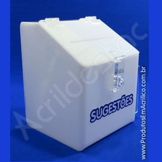 Caixa de Sugestões em Acrílico Branco 20 CM Altura