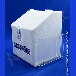 Caixa de Sugestões em Acrílico Branco 20 CM Altura