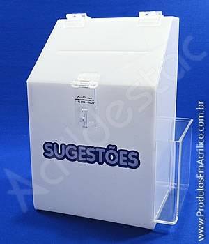 Caixa de Sugestões em Acrílico Branco 25 CM Altura