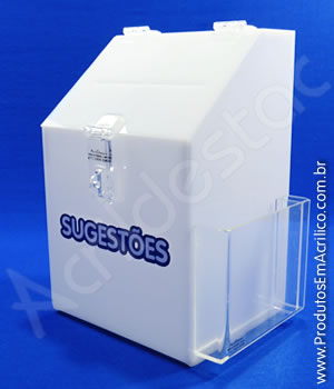 Caixa de Sugestões em Acrílico Branco 25 CM Altura