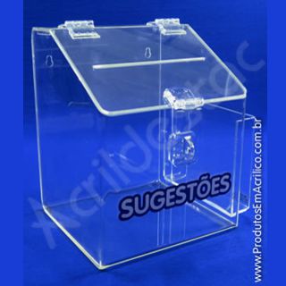 Caixa de Sugestões em Acrílico Cristal 20 CM Altura
