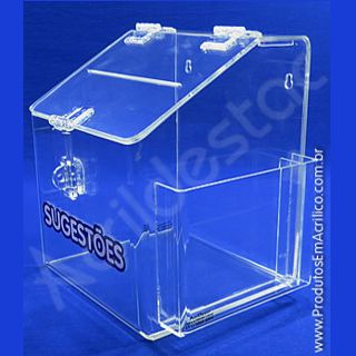 Caixa de Sugestões em Acrílico Cristal 25 CM Altura