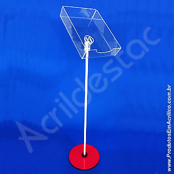 Display de Chão Acrilico Caixa Porta Folheto Vertical inclinado