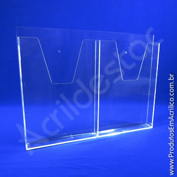 Display em acrílico com bolso duplo 30x21