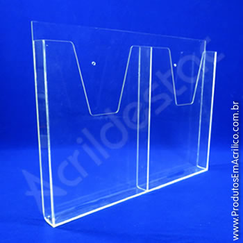 Display em acrílico com bolso duplo 30x21