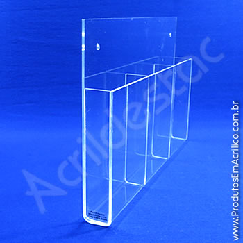 Display em acrílico com bolso triplo 21x10