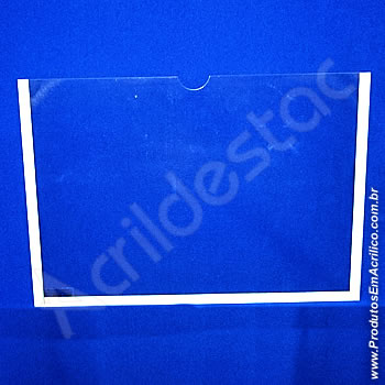 Display em acrílico Cristal Borda fita dupla-face branca para parede, Horizontal