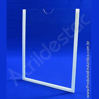 Display em acrílico Cristal Borda fita dupla-face branca para parede, Vertical 
