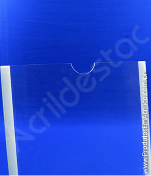 Display em acrílico Cristal Borda fita dupla-face branca para parede, Vertical 