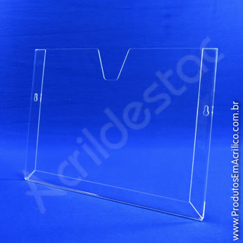 Display em acrílico Cristal com moldura dobrada Horizontal