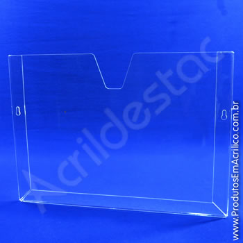 Display em acrílico Cristal com moldura dobrada Horizontal