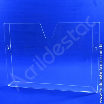 Display em acrílico Cristal com moldura dobrada Horizontal