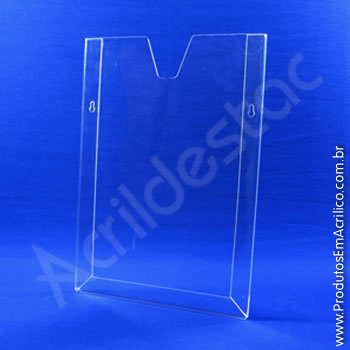 Display em acrílico Cristal com moldura dobrada Vertical