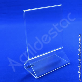 Display em acrílico modelo T invertido com base triangular