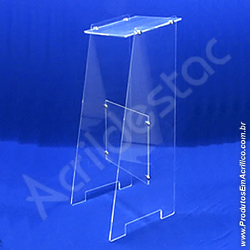 Expositor acrílico 100 cm alt, porta folheto mesa dupla
