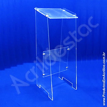 Expositor acrílico 100 cm alt, porta folheto mesa dupla