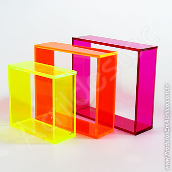 Nicho em acrílico colorido 10,0mm quadrado