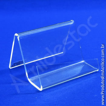 Porta cartão com lateral aberta em acrilico Medindo 6,5cm altura X 9,5cm largura