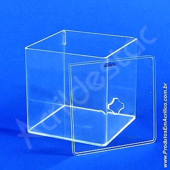 Pote de acrílico Tampa com Rebaixo, formato quadrado   